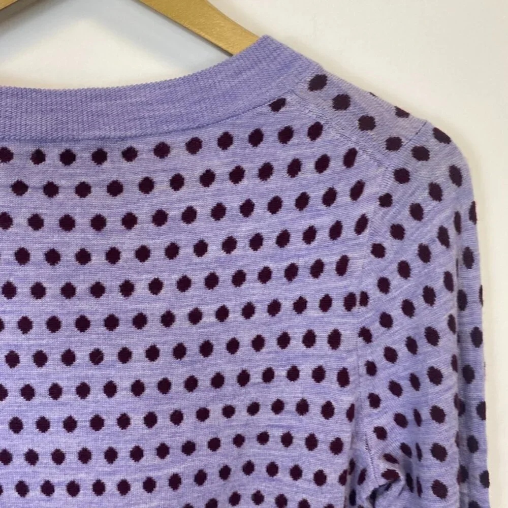 J. Crew 100% Merino Wool Purple Polka Dot Sweater